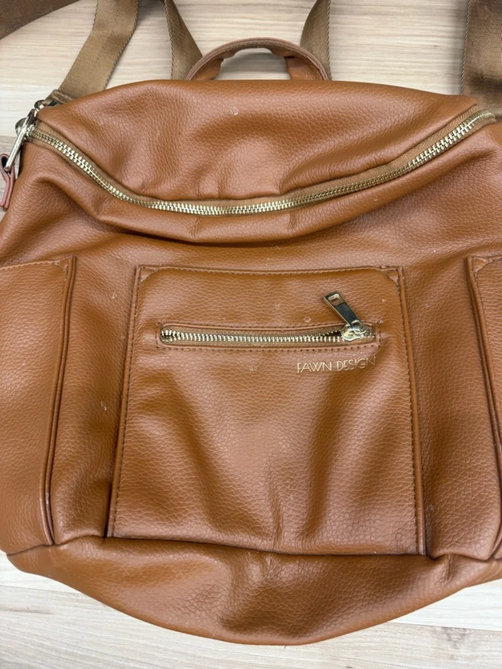 Fawn Design Brown Leather Convertible Backpack